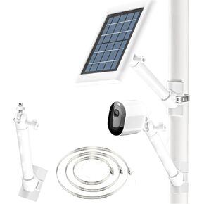 Solar Panel Mount for Ring Stick UP, Arlo Pro 4/3/2, Arlo Ultra, Arlo Essential Spotlight, Solar Panel Mount, Drain/Steel Pipe Bracket for Home Security Systems, with 3 Adjustable Clamping Rings