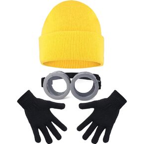 Halloween Costumes Accessories Vintage Steampunk Goggles Yellow Beanie Hat Black Gloves Striped Scarf Cosplay Supplies