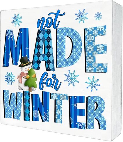 Funny Winter Sign Winter Snowflake Wood Sign Winter Holiday Decorative Sign for Home Porch Indoor Shelf 5"x 5" in Saudi Arabia