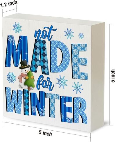 Funny Winter Sign Winter Snowflake Wood Sign Winter Holiday Decorative Sign for Home Porch Indoor Shelf 5"x 5" in Saudi Arabia