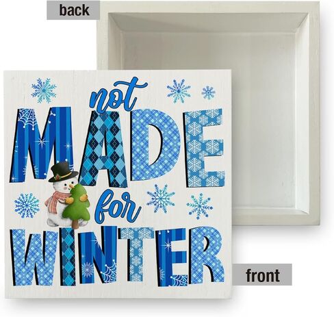 Funny Winter Sign Winter Snowflake Wood Sign Winter Holiday Decorative Sign for Home Porch Indoor Shelf 5"x 5" in Saudi Arabia