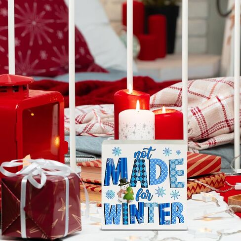 Funny Winter Sign Winter Snowflake Wood Sign Winter Holiday Decorative Sign for Home Porch Indoor Shelf 5"x 5" in Saudi Arabia