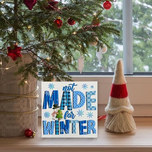 Funny Winter Sign Winter Snowflake Wood Sign Winter Holiday Decorative Sign for Home Porch Indoor Shelf 5"x 5" in Saudi Arabia