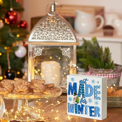 Funny Winter Sign Winter Snowflake Wood Sign Winter Holiday Decorative Sign for Home Porch Indoor Shelf 5"x 5" in Saudi Arabia