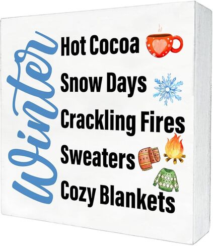 Funny Winter Sign Winter Snowflake Wood Sign Winter Holiday Decorative Sign for Home Porch Indoor Shelf 5"x 5" in Saudi Arabia