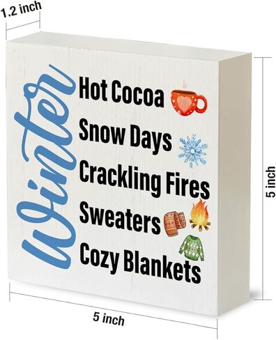 Funny Winter Sign Winter Snowflake Wood Sign Winter Holiday Decorative Sign for Home Porch Indoor Shelf 5"x 5" in Saudi Arabia