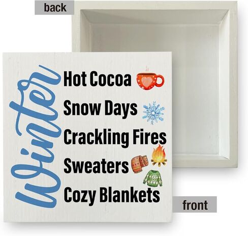 Funny Winter Sign Winter Snowflake Wood Sign Winter Holiday Decorative Sign for Home Porch Indoor Shelf 5"x 5" in Saudi Arabia