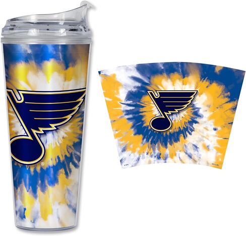 Rico Industries NHL Hockey Boston Bruins Team Color Tie Dye 24oz Metallic Acrylic Tumbler with Hinged Lid, Officially Licensed Double Wall Tumbler with Straw in Saudi Arabia