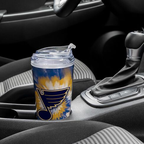 Rico Industries NHL Hockey Boston Bruins Team Color Tie Dye 24oz Metallic Acrylic Tumbler with Hinged Lid, Officially Licensed Double Wall Tumbler with Straw in Saudi Arabia