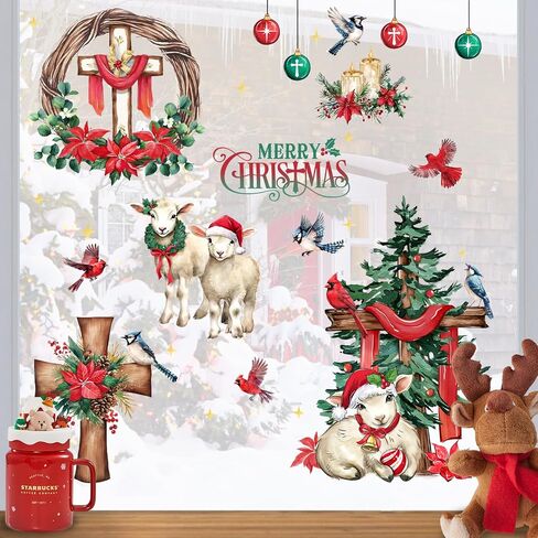 Mfault Merry Christmas Jack Skellington Window Clings 4 Sheets, Xmas Sally Monster Witch Ghost Stickers Decals Decorations, Funny Home Kitchen Decor Holiday Gifts in Saudi Arabia
