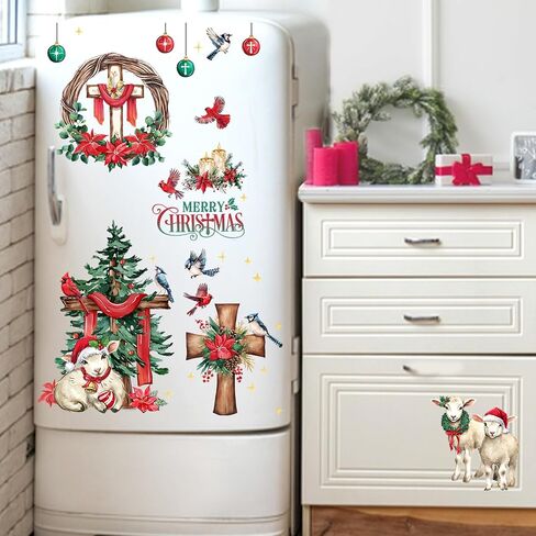 Mfault Merry Christmas Jack Skellington Window Clings 4 Sheets, Xmas Sally Monster Witch Ghost Stickers Decals Decorations, Funny Home Kitchen Decor Holiday Gifts in Saudi Arabia