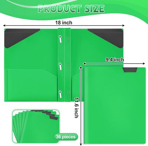 PerKoop 36 Pcs Plastic Folders with Tabs and Prong Fasteners 2 Pocket Folders Heavy Duty Folders with Writable Label Letter Size Colored Prong Folders for Office(Blue) in Saudi Arabia