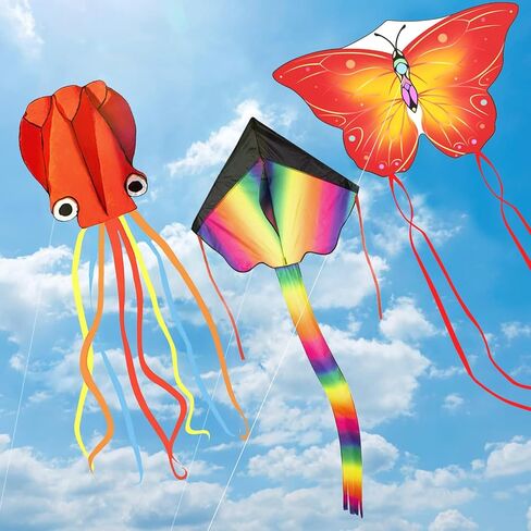 طائرة ورقية على شكل فراشة للأطفال من عمر 4-8 8-12، طائرات ورقية للأطفال سهلة الطيران، طائرة ورقية ملونة للبالغين والمبتدئين، طائرة ورقية كبيرة على الشاطئ للأنشطة الخارجية في حديقة الشاطئ، هدية عيد الفصح للأطفال الأولاد والبنات (أرجواني وأصفر) in Kuwait