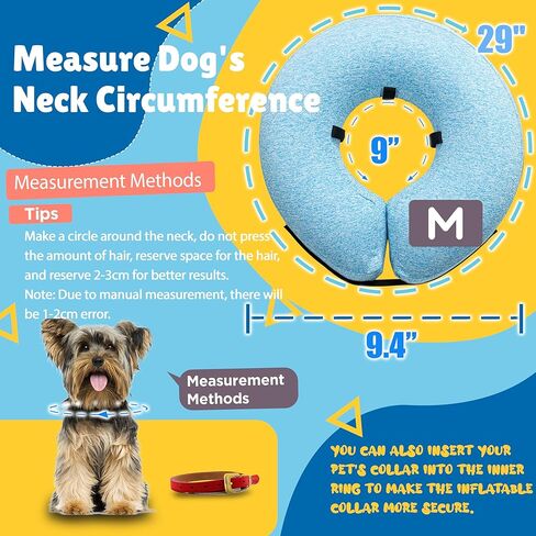 طوق كلب كبير قابل للنفخ، طوق مخروطي ناعم للكلاب بعد الجراحة، طوق كلب مخروطي للكلاب والقطط الصغيرة والمتوسطة والكبيرة - أزرق، كبير in Kuwait