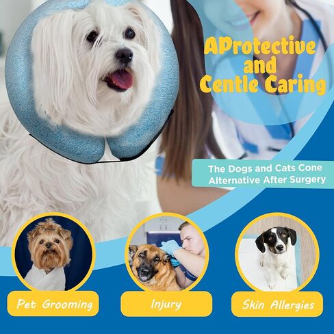 طوق كلب كبير قابل للنفخ، طوق مخروطي ناعم للكلاب بعد الجراحة، طوق كلب مخروطي للكلاب والقطط الصغيرة والمتوسطة والكبيرة - أزرق، كبير in Kuwait