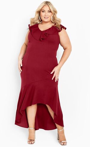 AVENUE Women's Plus Size Dress Destiny Ruffle in Saudi Arabia