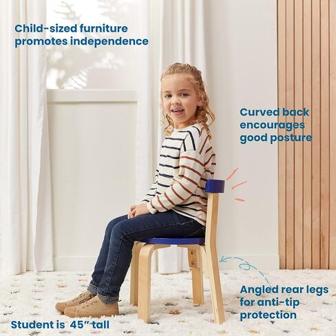 ECR4Kids Bentwood طقم طاولة مستديرة وكرسي خلفي منحني، أثاث أطفال، Earthtone، 5 قطع in Saudi Arabia