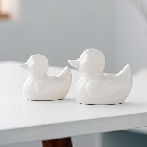 2 PCS Gold Decor Ceramic Small Duck Statue, Modern Home Living Room Office Desk Bookcase Bedroom Nightstand Decor Figurines in Saudi Arabia