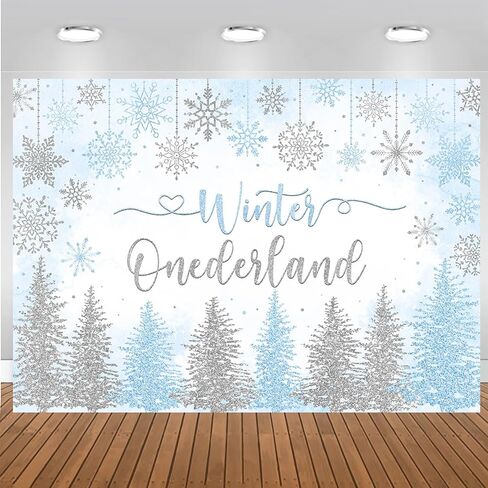 Mocsicka Winter Onederland Backdrop Winter Wonderland First 1st Birthday Party Decoration for Girl Pink Silver Snowflake Christmas Birthday Banner Photo Booth Props (Pink, 7x5ft(82''x60'')) in Saudi Arabia