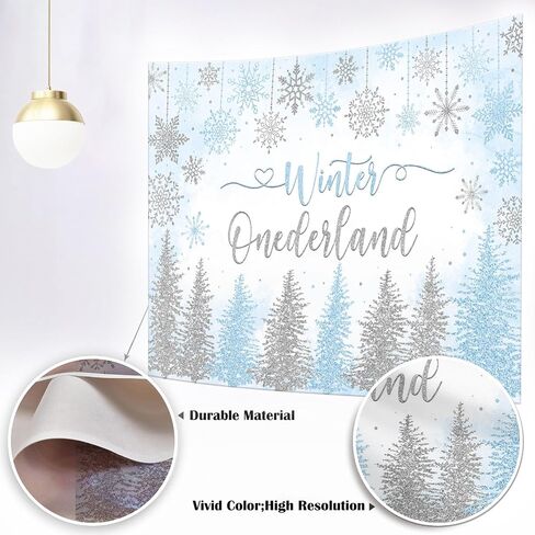 Mocsicka Winter Onederland Backdrop Winter Wonderland First 1st Birthday Party Decoration for Girl Pink Silver Snowflake Christmas Birthday Banner Photo Booth Props (Pink, 7x5ft(82''x60'')) in Saudi Arabia