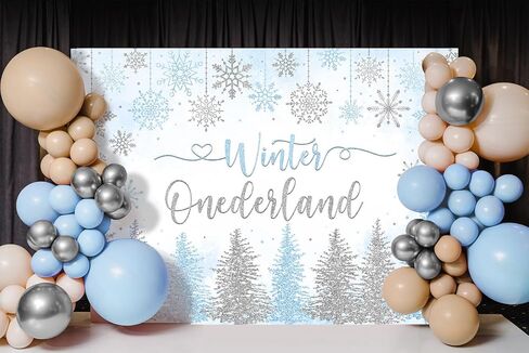Mocsicka Winter Onederland Backdrop Winter Wonderland First 1st Birthday Party Decoration for Girl Pink Silver Snowflake Christmas Birthday Banner Photo Booth Props (Pink, 7x5ft(82''x60'')) in Saudi Arabia