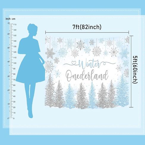 Mocsicka Winter Onederland Backdrop Winter Wonderland First 1st Birthday Party Decoration for Girl Pink Silver Snowflake Christmas Birthday Banner Photo Booth Props (Pink, 7x5ft(82''x60'')) in Saudi Arabia