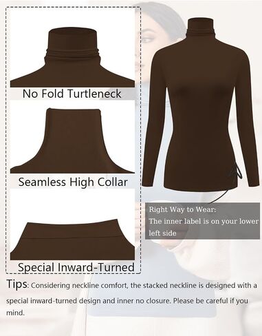 Ekouaer Women's 3 Pack Turtleneck Long Sleeve Shirts Slim Fit Thermal Underwear Tops Lightweight Pullover Tees in Saudi Arabia
