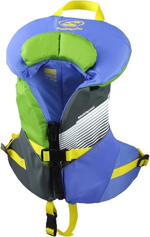 Stohlquist Waterware Child PFD Life Jacket - Yellow + Blue, 30-50 lbs - Coast Guard Approved Life Vest for Kids, Support Collar, Grab Handle, Fully Adjustable with Quick Release Buckle in Kuwait