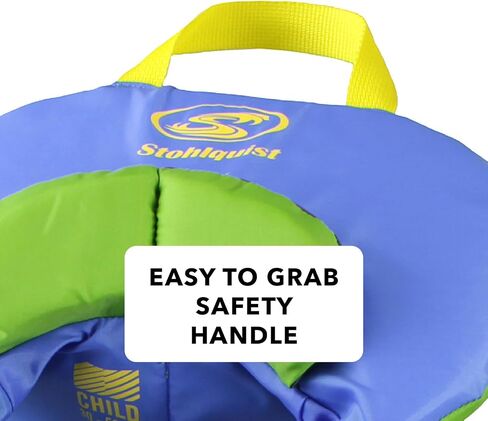 Stohlquist Waterware Child PFD Life Jacket - Yellow + Blue, 30-50 lbs - Coast Guard Approved Life Vest for Kids, Support Collar, Grab Handle, Fully Adjustable with Quick Release Buckle in Kuwait