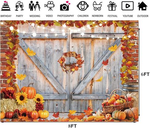 LTLYH 7x5ft Fall Thanksgiving Backdrop Thanksgiving Photo Backdrop Autumn Pumpkin Patch Background Fall Harvest Barn Party Banner 183 in Kuwait
