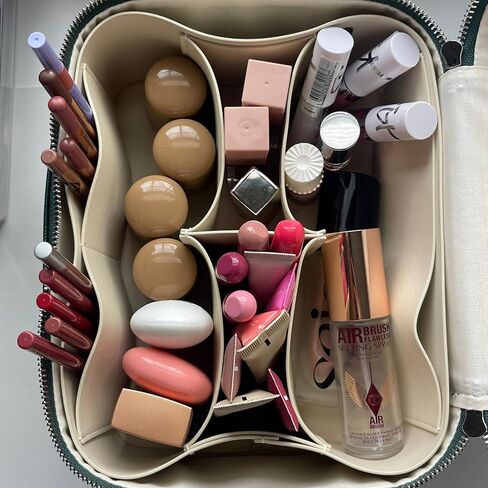 ETOILE - حقيبة Duo Vanity Case باللون الأسود - منظم حقيبة مكياج كبير وعملي للسفر مع مقسم ومرآة قابلة للإزالة in Saudi Arabia