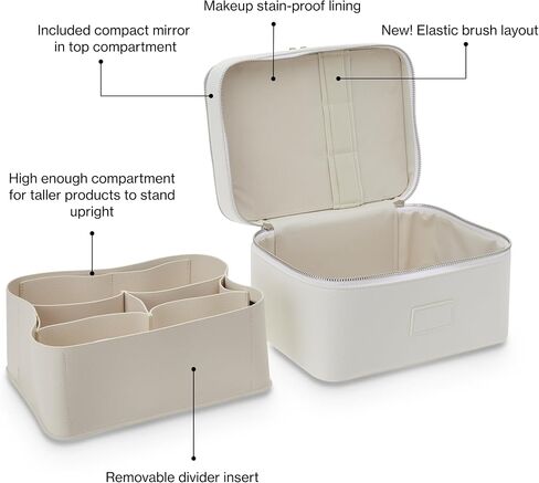 ETOILE - حقيبة Duo Vanity Case باللون الأسود - منظم حقيبة مكياج كبير وعملي للسفر مع مقسم ومرآة قابلة للإزالة in Saudi Arabia