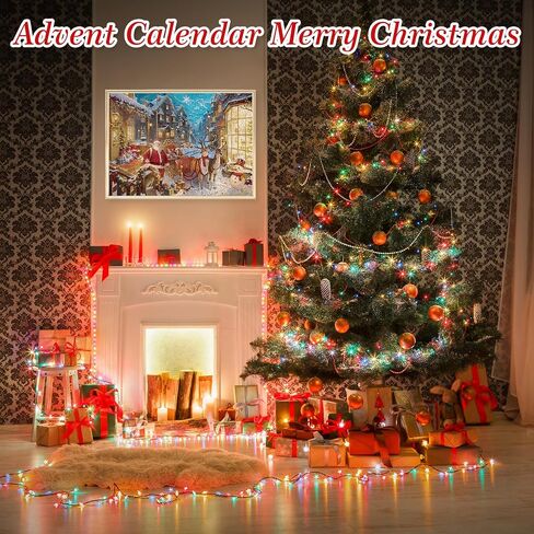 Advent Calendar 2024 Christmas Jigsaw Puzzles -Festive Fireplace 1008 Pieces Jigsaw Puzzle 24 Days Christmas Countdown Advent Calendar Puzzle for Adults and Kids in Saudi Arabia