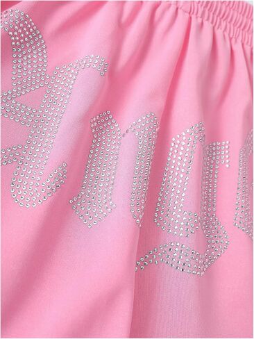 Floerns Women's Rhinestone Letter Print Sweatpants Drawstring Waist Jogger Pants in Saudi Arabia