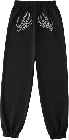 Floerns Women's Rhinestone Letter Print Sweatpants Drawstring Waist Jogger Pants in Saudi Arabia