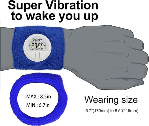 Coolfire Vibrating Alarm Clock - Silent Alarm Wristband Vibrating Alarm Watch. Silent Wrist Shock Alarm Clock. Vibration Alarm Bracelet Alarm Clock Deep Sleeper & Vibrate Alarm1685N-2 in Saudi Arabia