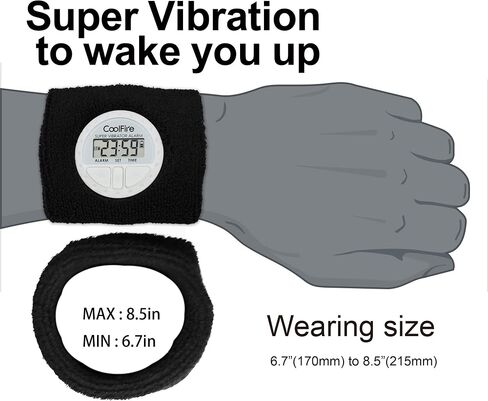 Coolfire Vibrating Alarm Clock - Silent Alarm Wristband Vibrating Alarm Watch. Silent Wrist Shock Alarm Clock. Vibration Alarm Bracelet Alarm Clock Deep Sleeper & Vibrate Alarm1685N-2 in Saudi Arabia
