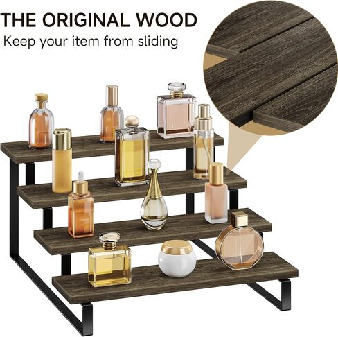 3 Tier Wooden Display Riser Stand Perfume Organizer Stands, Tiered Cupcake Stand Holder, Spice Rack Organizer, Display Shelves Riser Stand Organizer for Decoration, Display Rack Stand Perfume Holder in Saudi Arabia