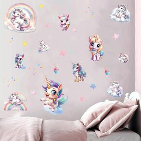 Unicorn Rainbow Wall Stickers Decorative Baby Little Girls Room Art Bedroom Quotes Decorations Decals