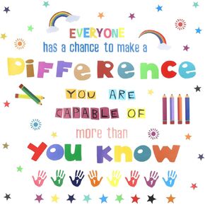 Colorful Inspirational Quotes Wall Decals Handprint Wall Decor Rainbow Wall Stickers Motivational Saying Wall Decals for School Classroom Bedroom Nursery Wall Decals (Colorful)