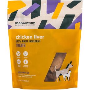 Momentum Carnivore Nutrition Freeze Dried Raw Chicken Liver Treats 3.5 Oz Bag
