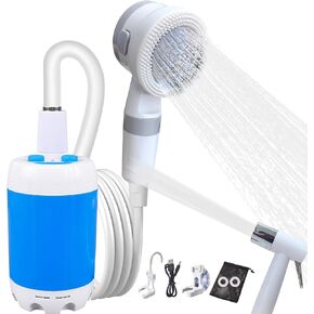 Portable Camping Shower Outdoor Camp Shower Pump,Upgrade Rechargeable Electric Shower Pump with Intelligent Digital Display Multiple Spray Modes for Camping, Hiking, Traveling,RV