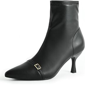 Kitten Heel Ankle Boots for Women Dressy Pointed Toe Chelsea Boots for Fall Low Heel Stretchy Upper Slip On Comfortable Women Booties for Winter