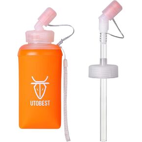 UTOBEST Soft Flask, 2 Pack Soft Flask Running Bottles 250ml,TPU Foldable Running Flask, Portable Collapsible Flask Handheld for Travel Traveling Hiking Cycling City Walk Orange