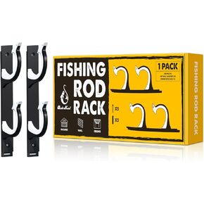 Horizontal Fishing Rod Holders for Garage Wall Ceiling Mount - Holds Up to 2 Rods or Combos, Ideal Fishing Gift (1Pack)