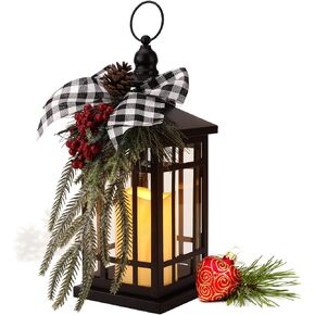 Christmas Lanterns Christmas Decorative Lantern Snow Globe Christmas Decorations Indoor Outdoor Flashing Candle Lights, Dining Table Fireplace Decoration Hanging Candle Lanterns Holiday Decor