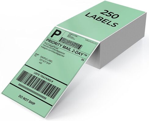 Red Shipping Thermal Labels 4 x 6 Inch Vinyl Self-Adhesive Fanfold Direct Stickers Waterproof Perforated Printer Decal for Office Warehouse Home Address 250 PCS in Saudi Arabia