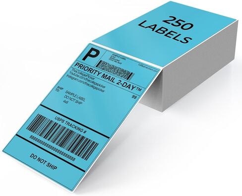 Red Shipping Thermal Labels 4 x 6 Inch Vinyl Self-Adhesive Fanfold Direct Stickers Waterproof Perforated Printer Decal for Office Warehouse Home Address 250 PCS in Saudi Arabia