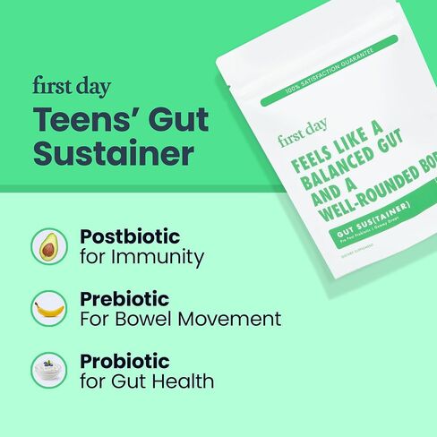 FIRST DAY Teens Daily Multivitamin + Tribiotic Gummies – Vitamin A, D3, B6, B12, C, Pre+, Post+, Probiotics & More to Support Growth, Brain Function, Immunity, Digestion – Low Sugar – 30 Day Supply in Saudi Arabia