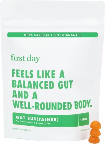 FIRST DAY Teens Daily Multivitamin + Tribiotic Gummies – Vitamin A, D3, B6, B12, C, Pre+, Post+, Probiotics & More to Support Growth, Brain Function, Immunity, Digestion – Low Sugar – 30 Day Supply in Saudi Arabia